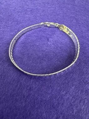 Sterling Silver 925 Herringbone Bracelet - 7.25” Long - Delicate Flat Chain